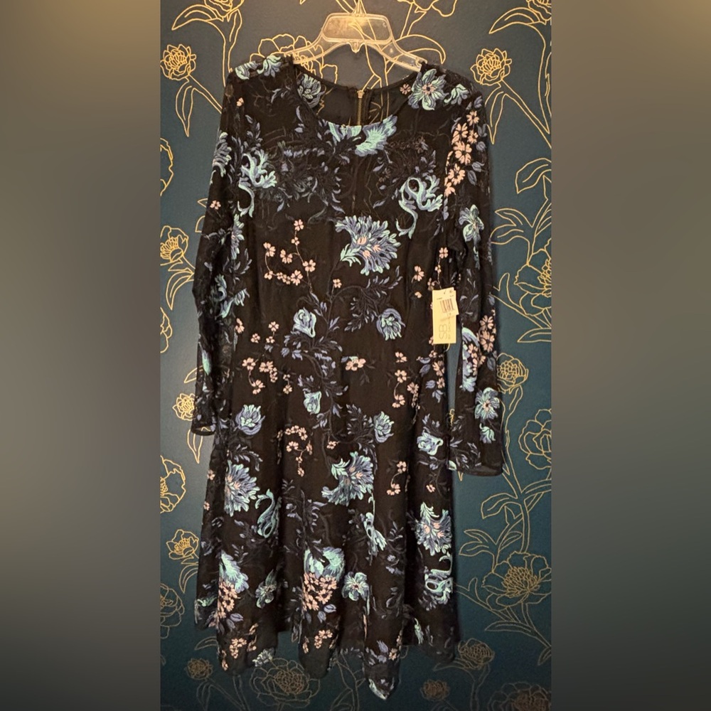 SACHIN & BABI designer embroidered PARTY DRESS sheer overlay BLUE size 12 - Picture 2 of 9
